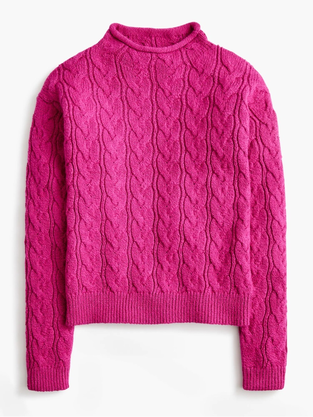 NWT J. Crew Factory Cable mockneck sweater in sweet magenta small